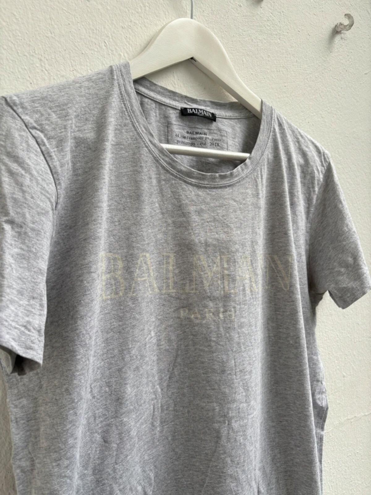 Balmain FW2018 Logo Shirt Grey Size L