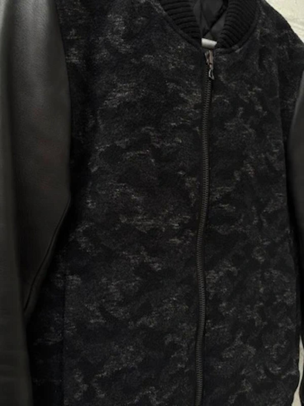 Kazuyuki Kumagai Attachment Leather Camo Wool Varsity Jacket