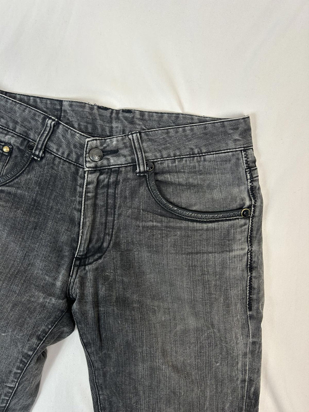 Custom Culture Jeans with Leather + Rhinestone Applications