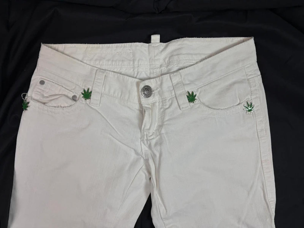 Dsquared2 SS05 „Mud“ Dope Leaf Distressed Low Rise Jeans