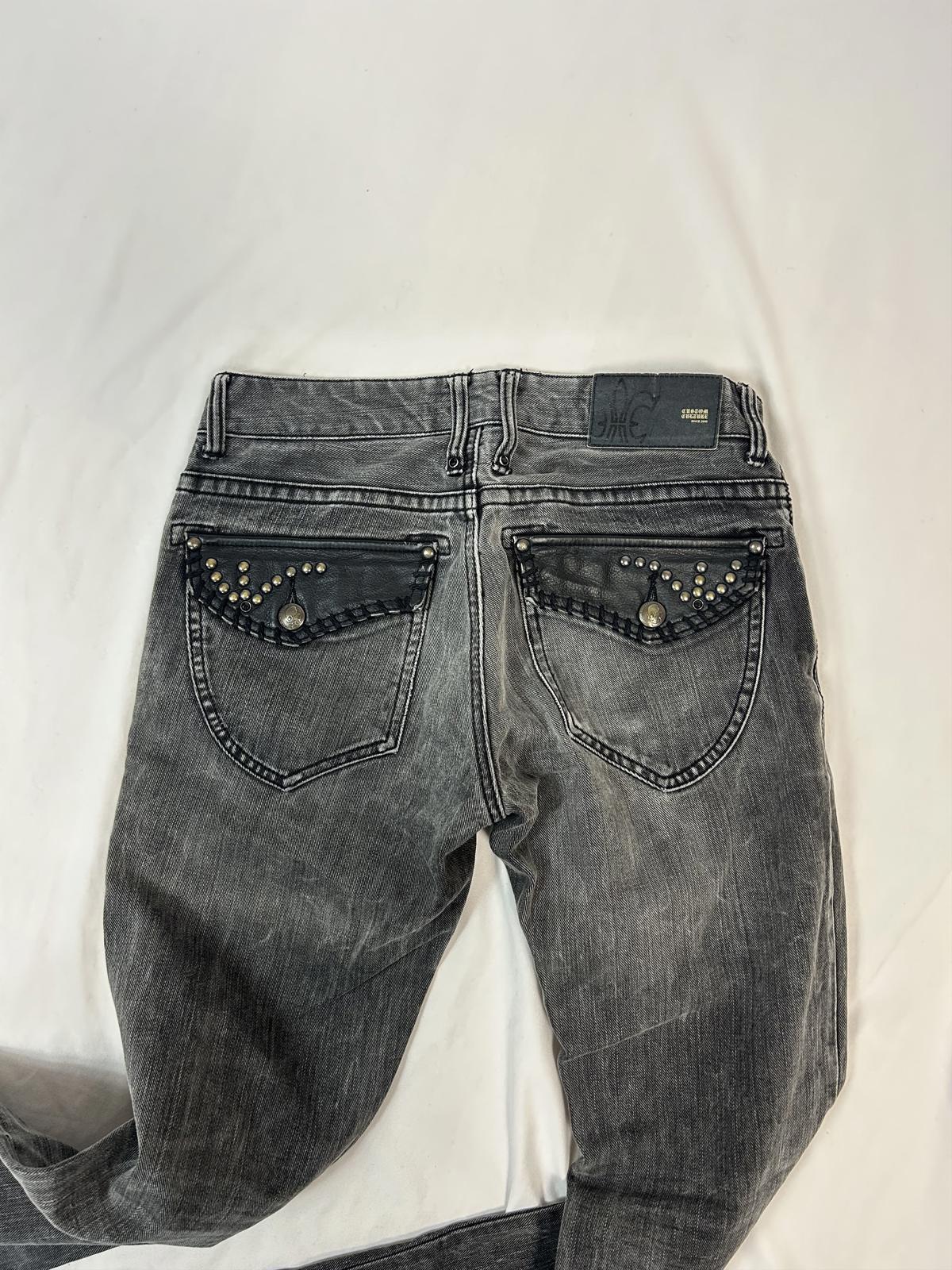 Custom Culture Jeans with Leather + Rhinestone Applications