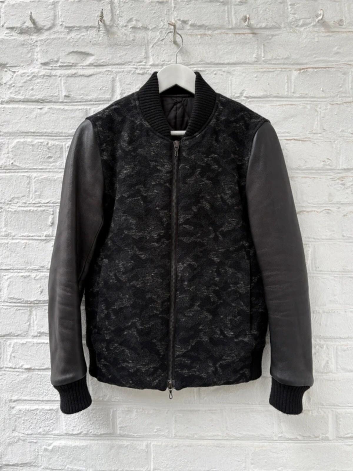 Kazuyuki Kumagai Attachment Leather Camo Wool Varsity Jacket