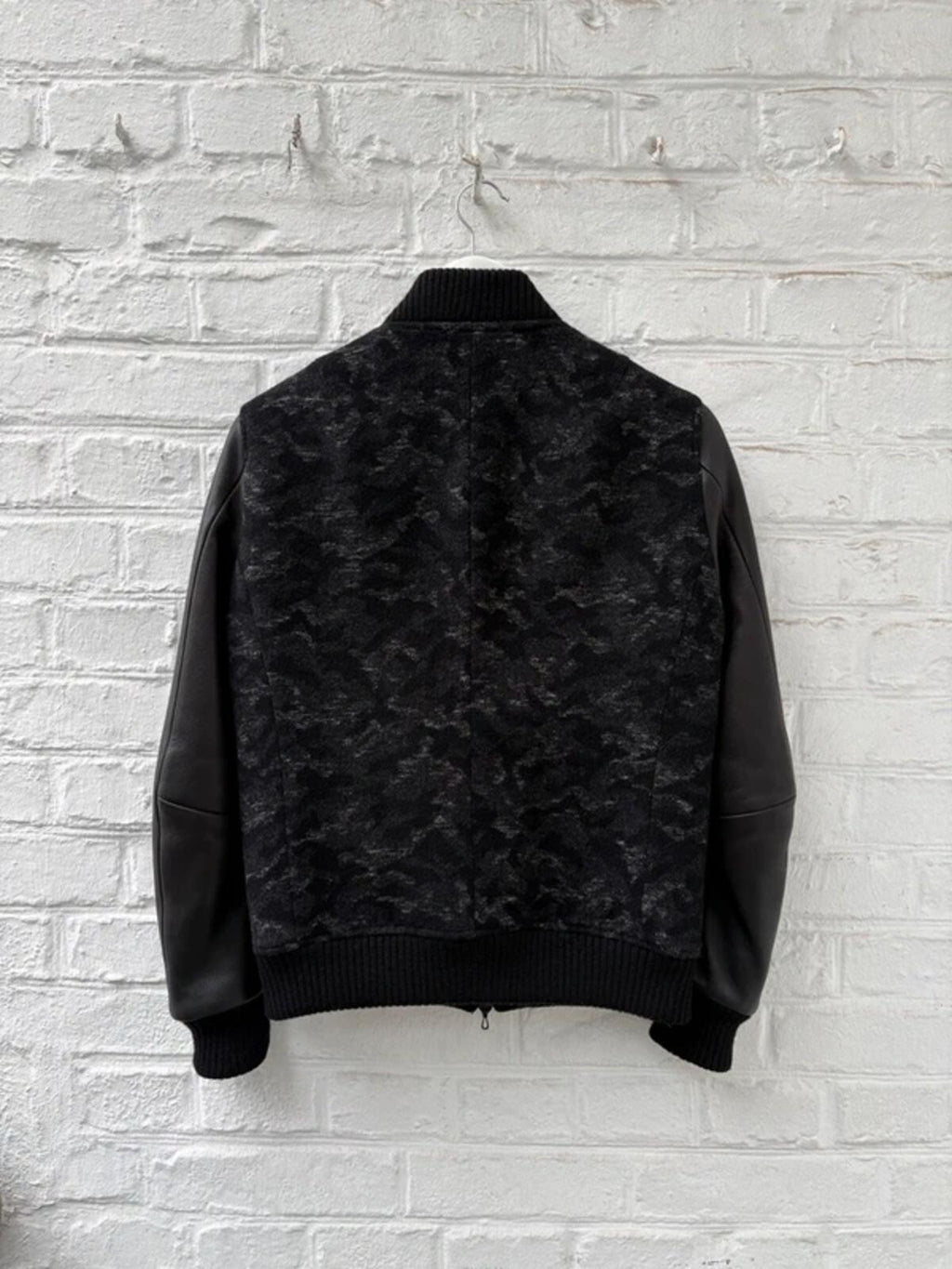 Kazuyuki Kumagai Attachment Leather Camo Wool Varsity Jacket