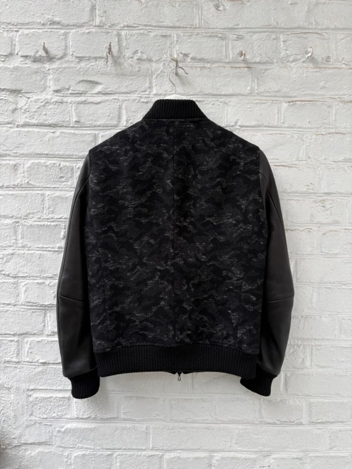 Kazuyuki Kumagai Attachment Leather Camo Wool Varsity Jacket