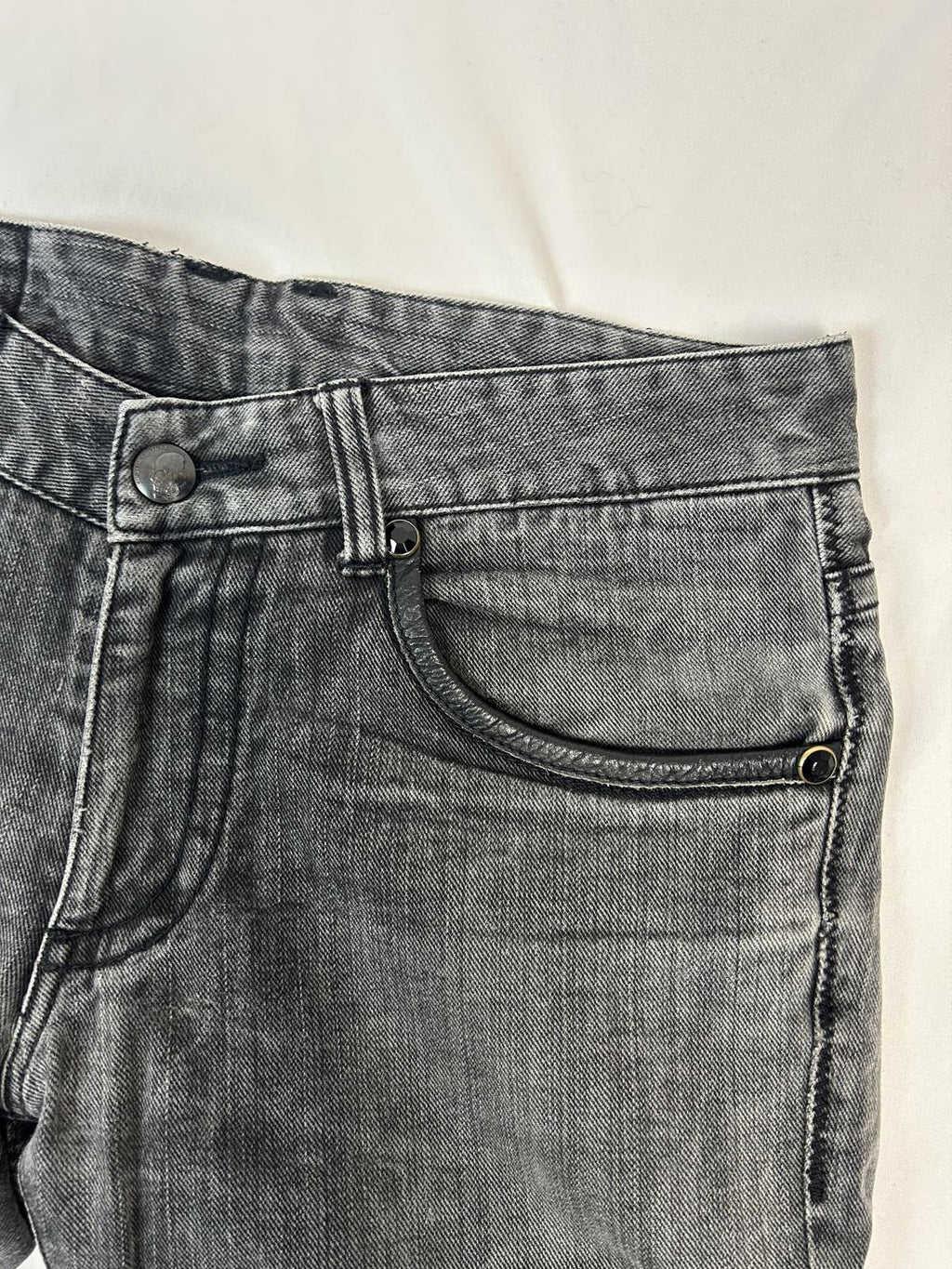 Custom Culture Jeans with Leather + Rhinestone Applications