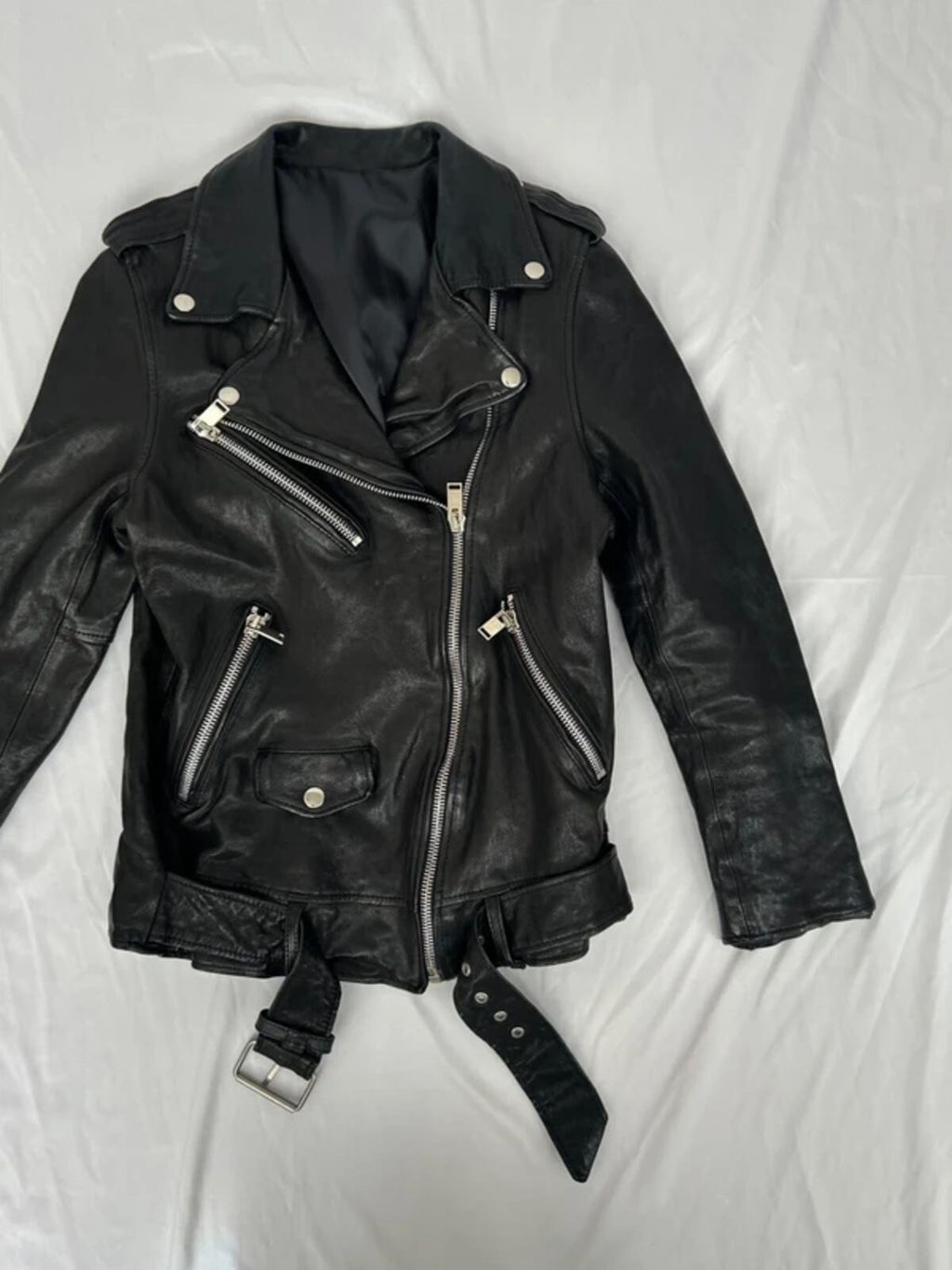 Japanese Oil Shrinked Leather Biker Jacket