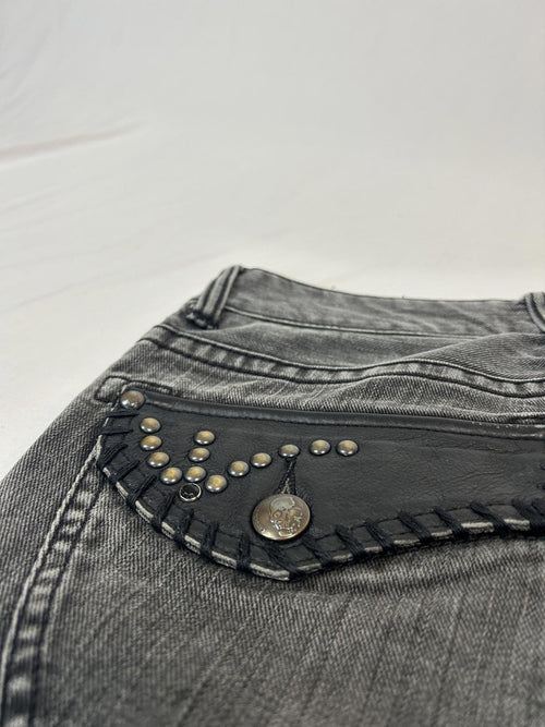 Custom Culture Jeans with Leather + Rhinestone Applications