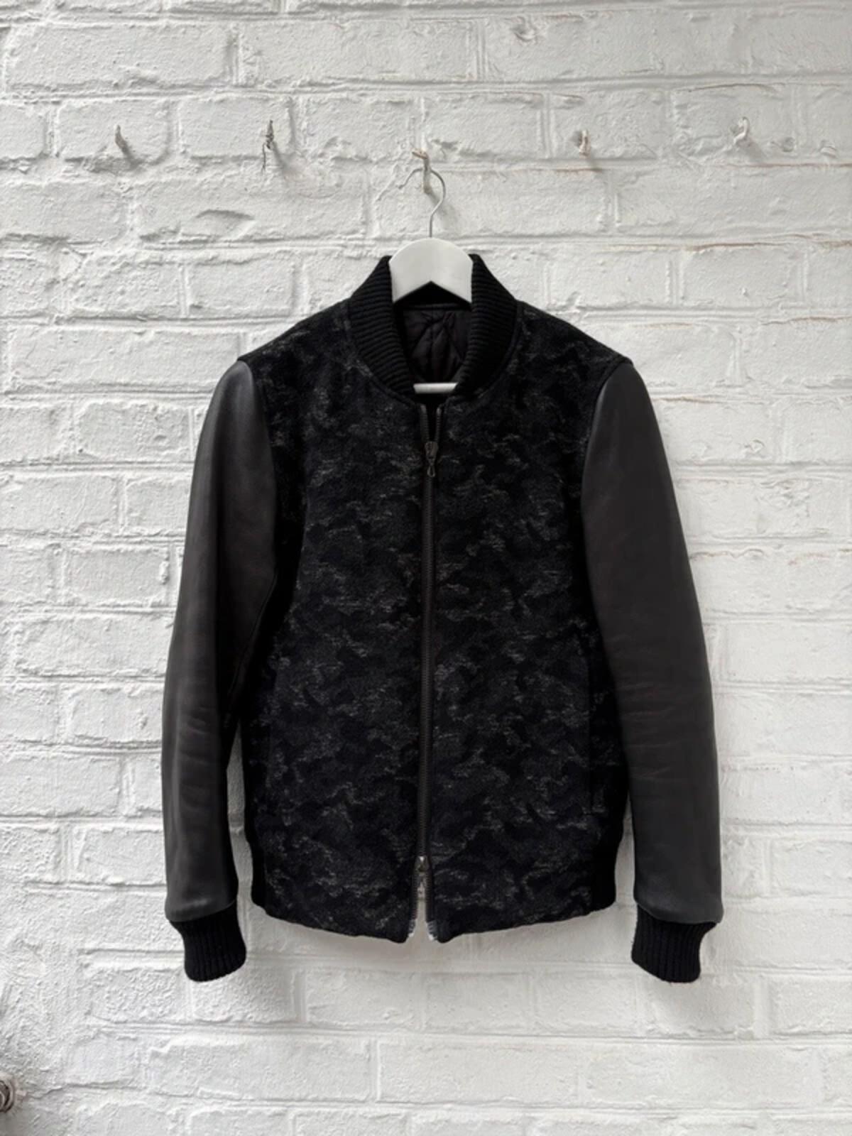 Kazuyuki Kumagai Attachment Leather Camo Wool Varsity Jacket