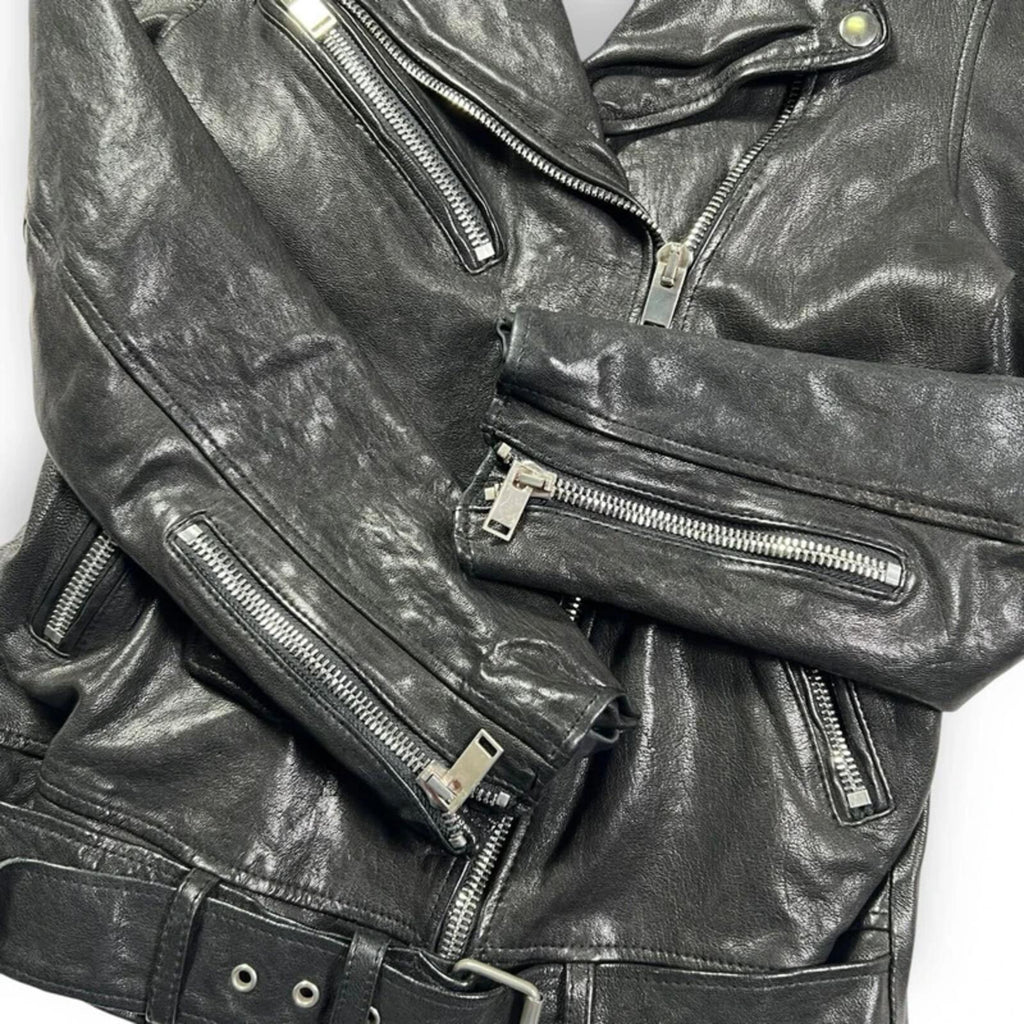 Japanese Oil Shrinked Leather Biker Jacket