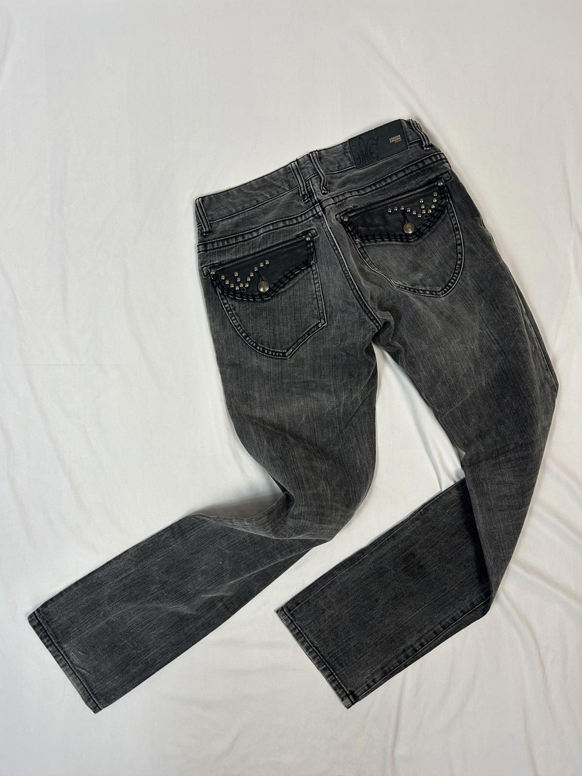 Custom Culture Jeans with Leather + Rhinestone Applications