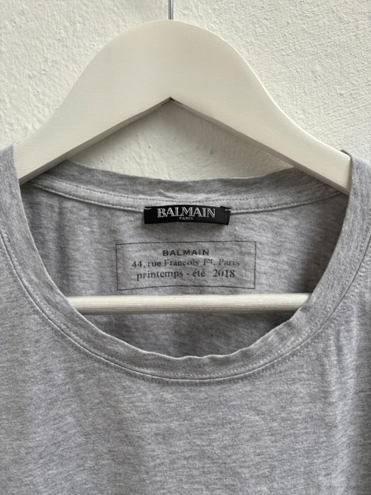 Balmain FW2018 Logo Shirt Grey Size L