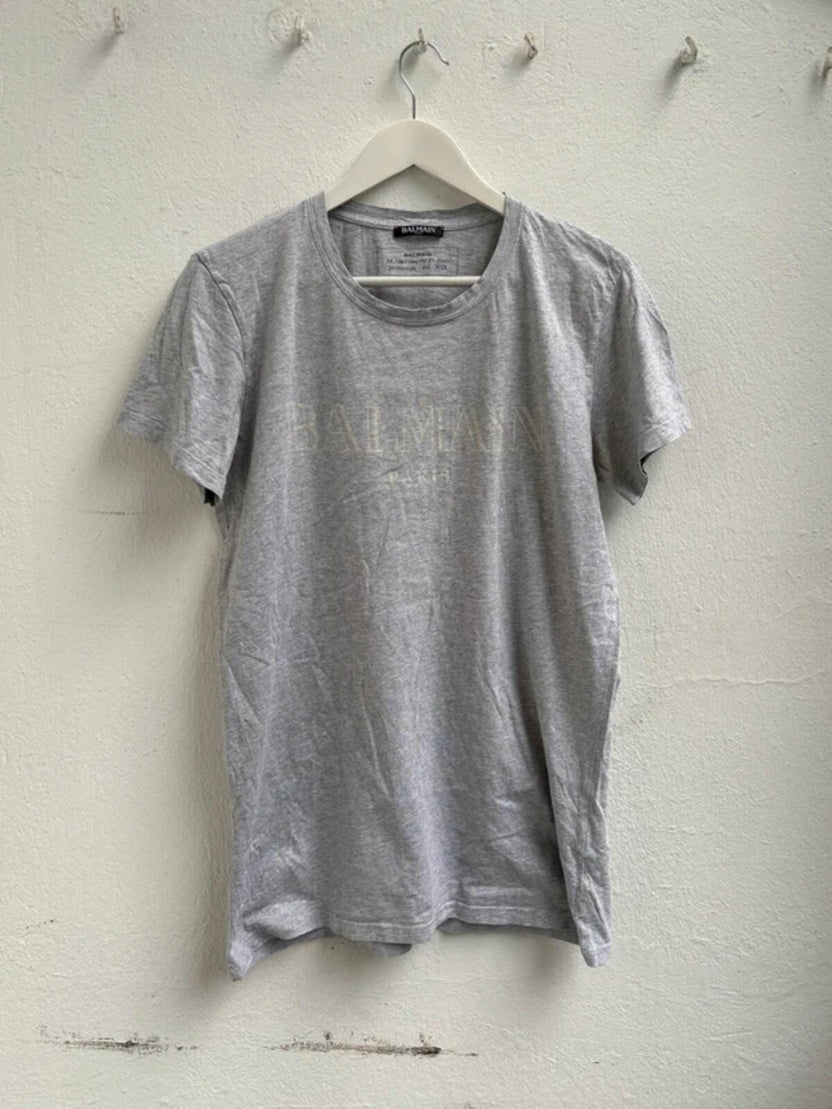 Balmain FW2018 Logo Shirt Grey Size L
