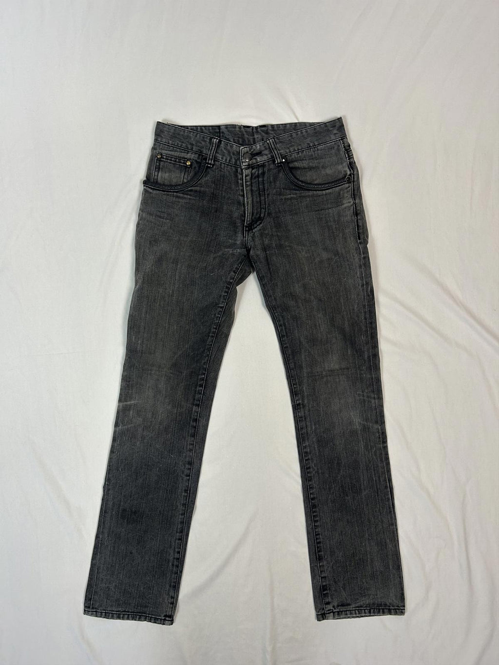 Custom Culture Jeans with Leather + Rhinestone Applications