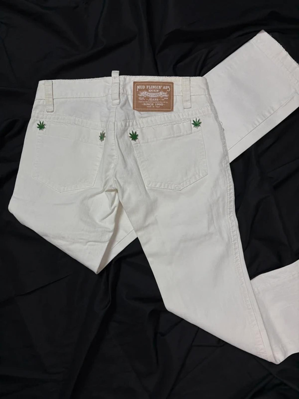 Dsquared2 SS05 „Mud“ Dope Leaf Distressed Low Rise Jeans