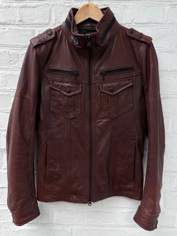 Hideaways Leather Jacket Archive Japanese Brown Blood Red Y2K