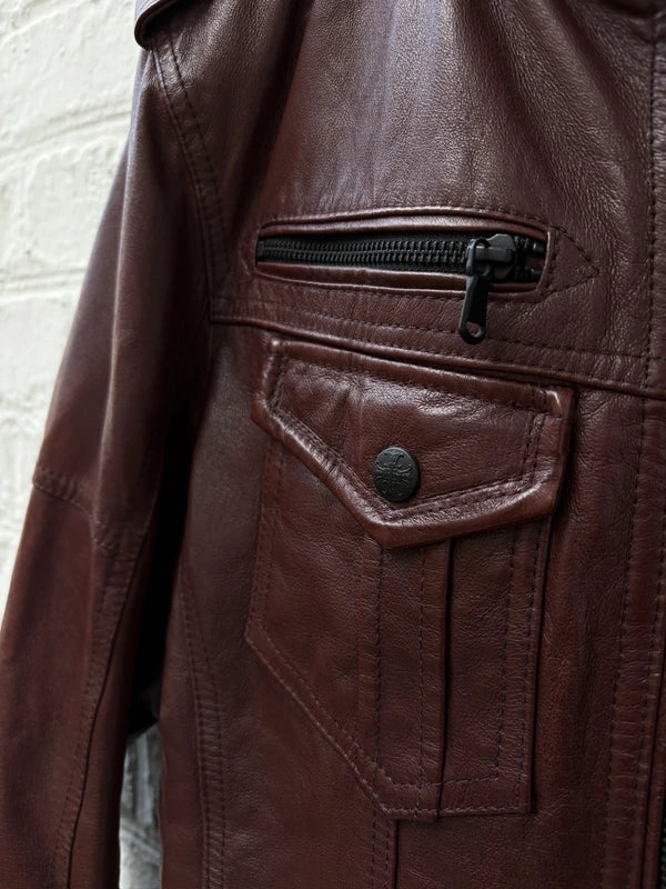 Hideaways Leather Jacket Archive Japanese Brown Blood Red Y2K