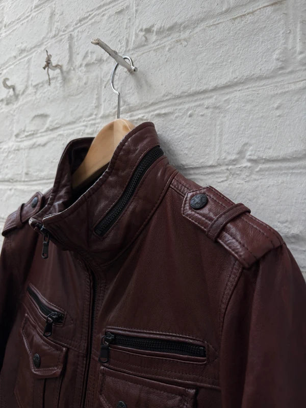 Hideaways Leather Jacket Archive Japanese Brown Blood Red Y2K