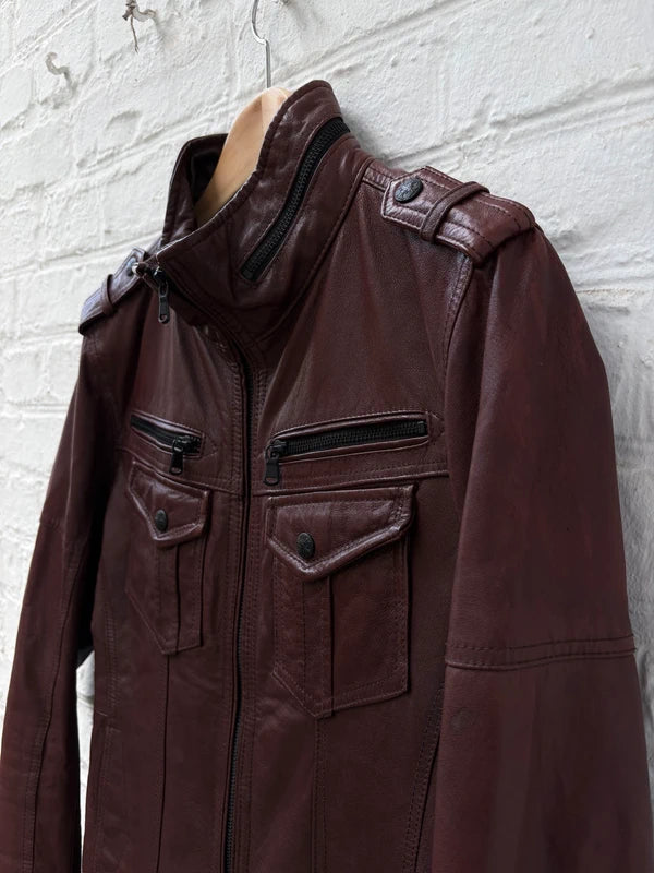 Hideaways Leather Jacket Archive Japanese Brown Blood Red Y2K