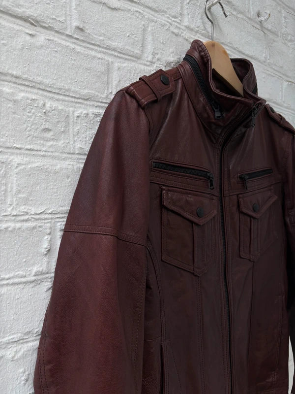 Hideaways Leather Jacket Archive Japanese Brown Blood Red Y2K